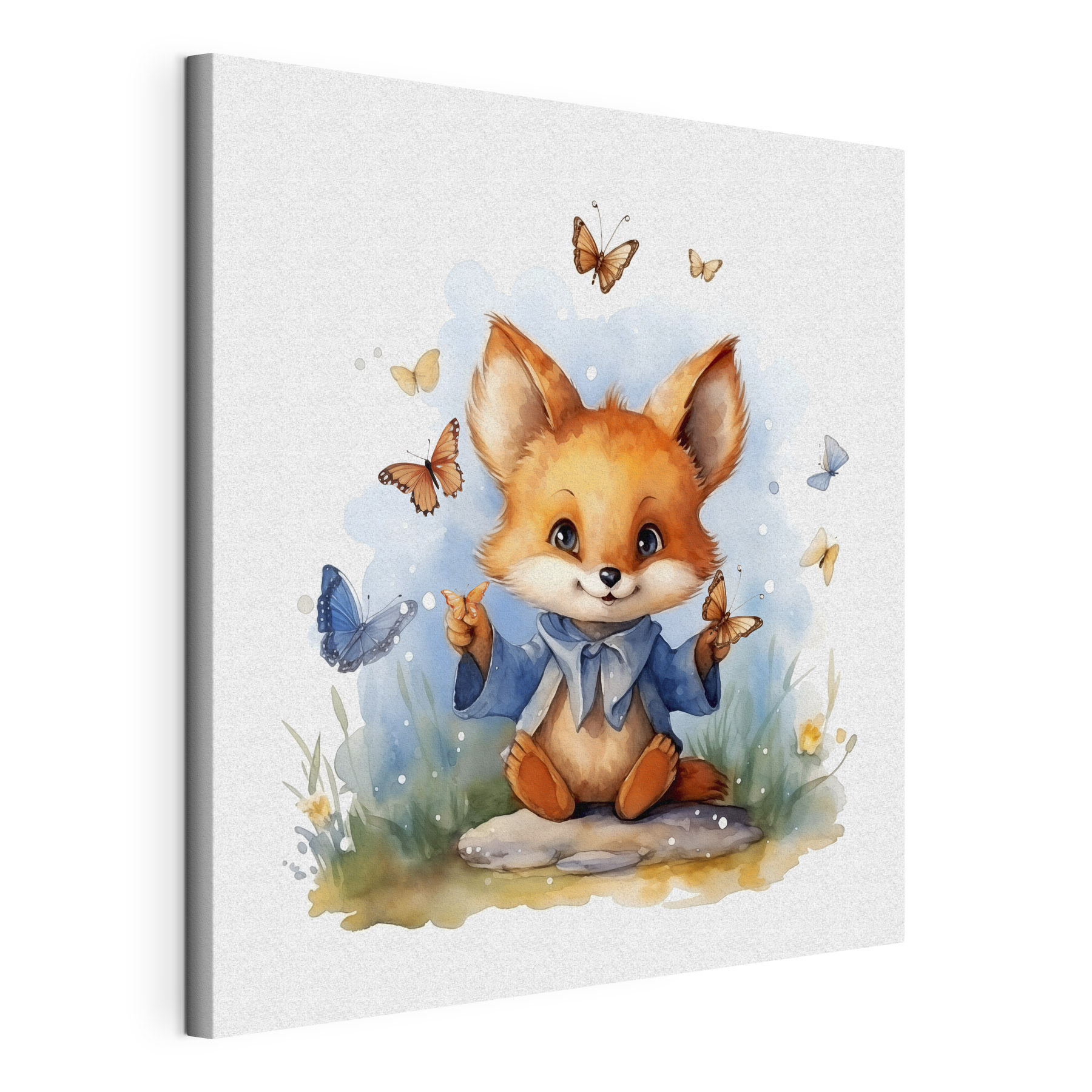 A fox with butterflies around it A fox with butterflies around it