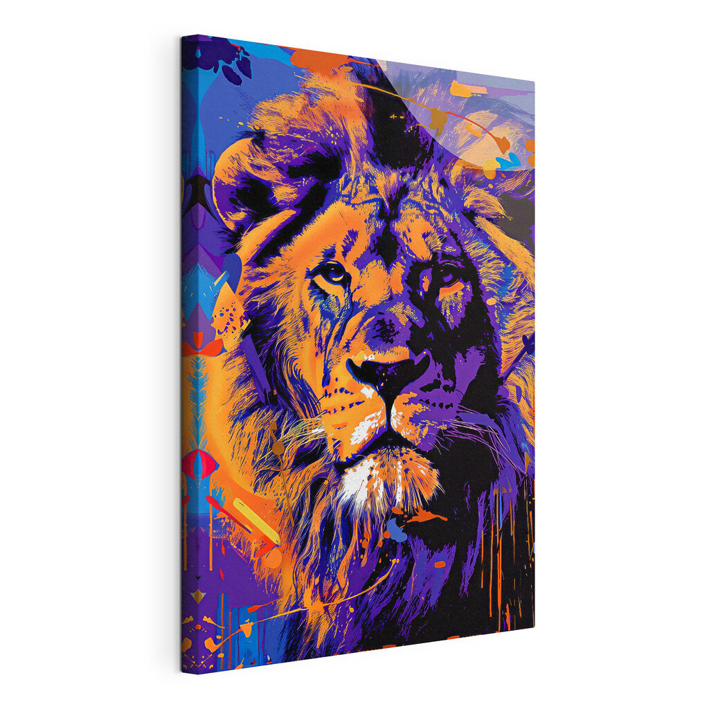 A lion with a colorful background A lion with a colorful background