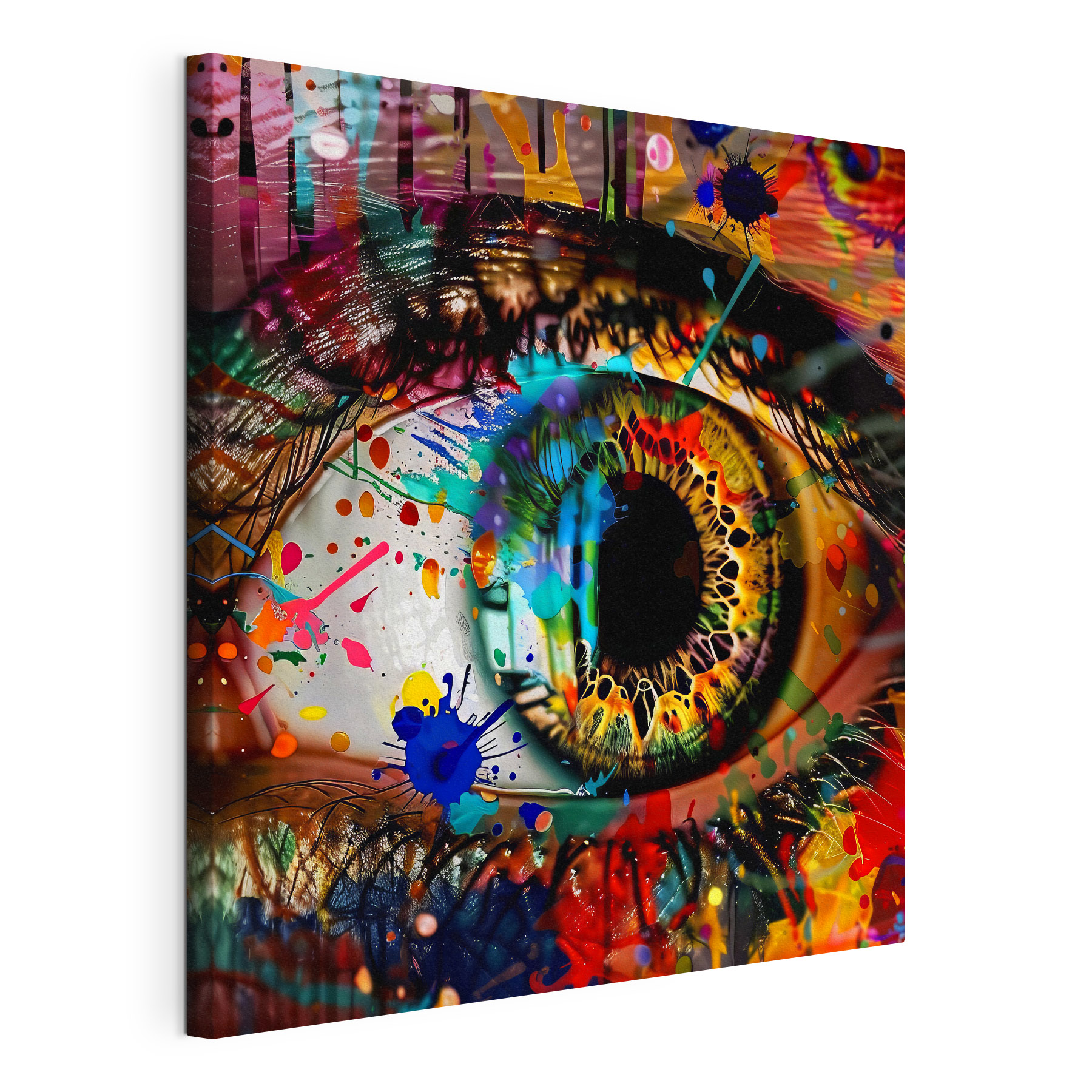 Colorful eye with artistic splashes