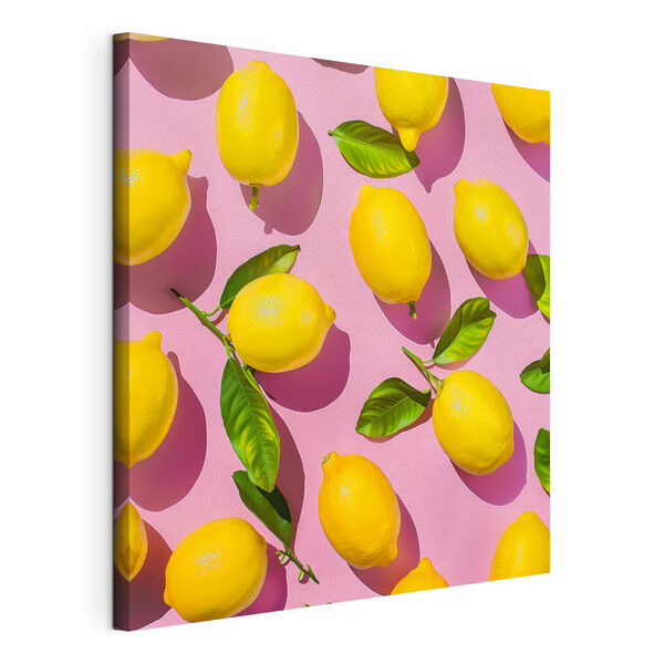 Quadri Un mazzo di limoni con foglie su uno sfondo rosa (COD: s39137) Quadri Quadri Un mazzo di limoni con foglie su uno sfondo rosa (COD: s39137)