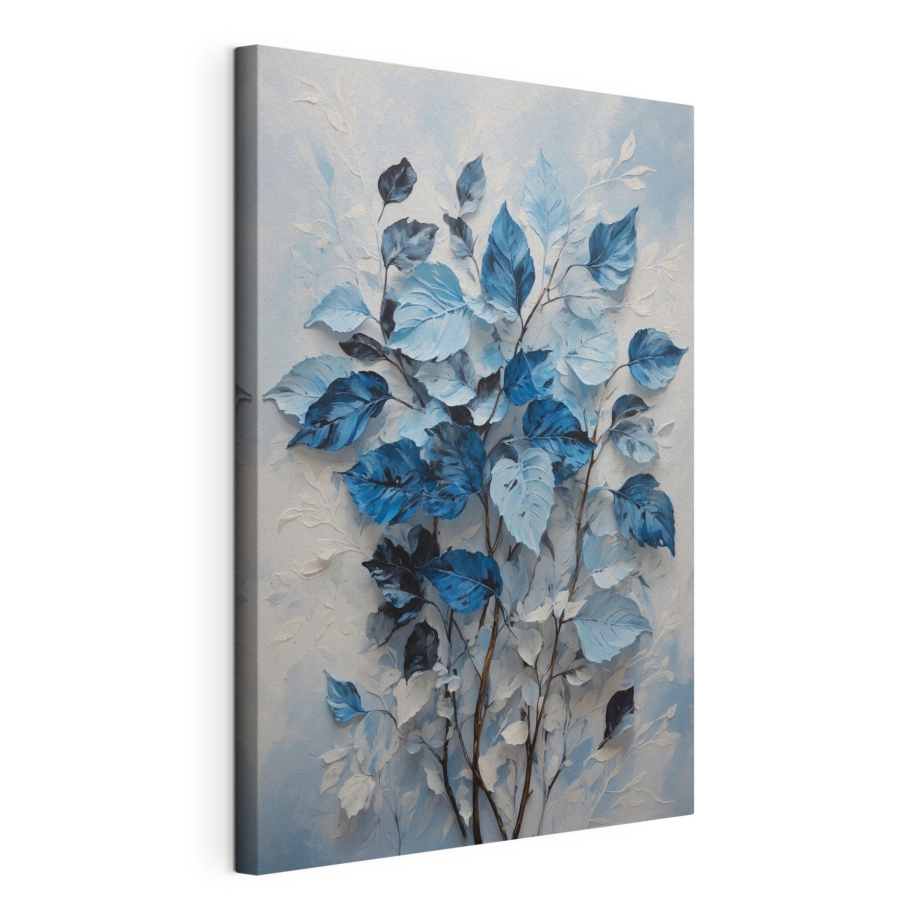 A painting of blue leaves A painting of blue leaves