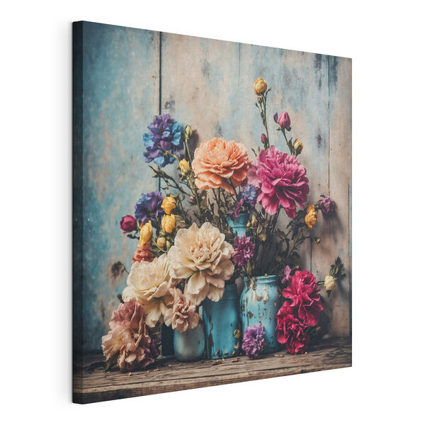 Quadri Un mazzo di fiori dai colori vivaci in vasi blu (COD: s39161) Quadri Quadri Un mazzo di fiori dai colori vivaci in vasi blu (COD: s39161)