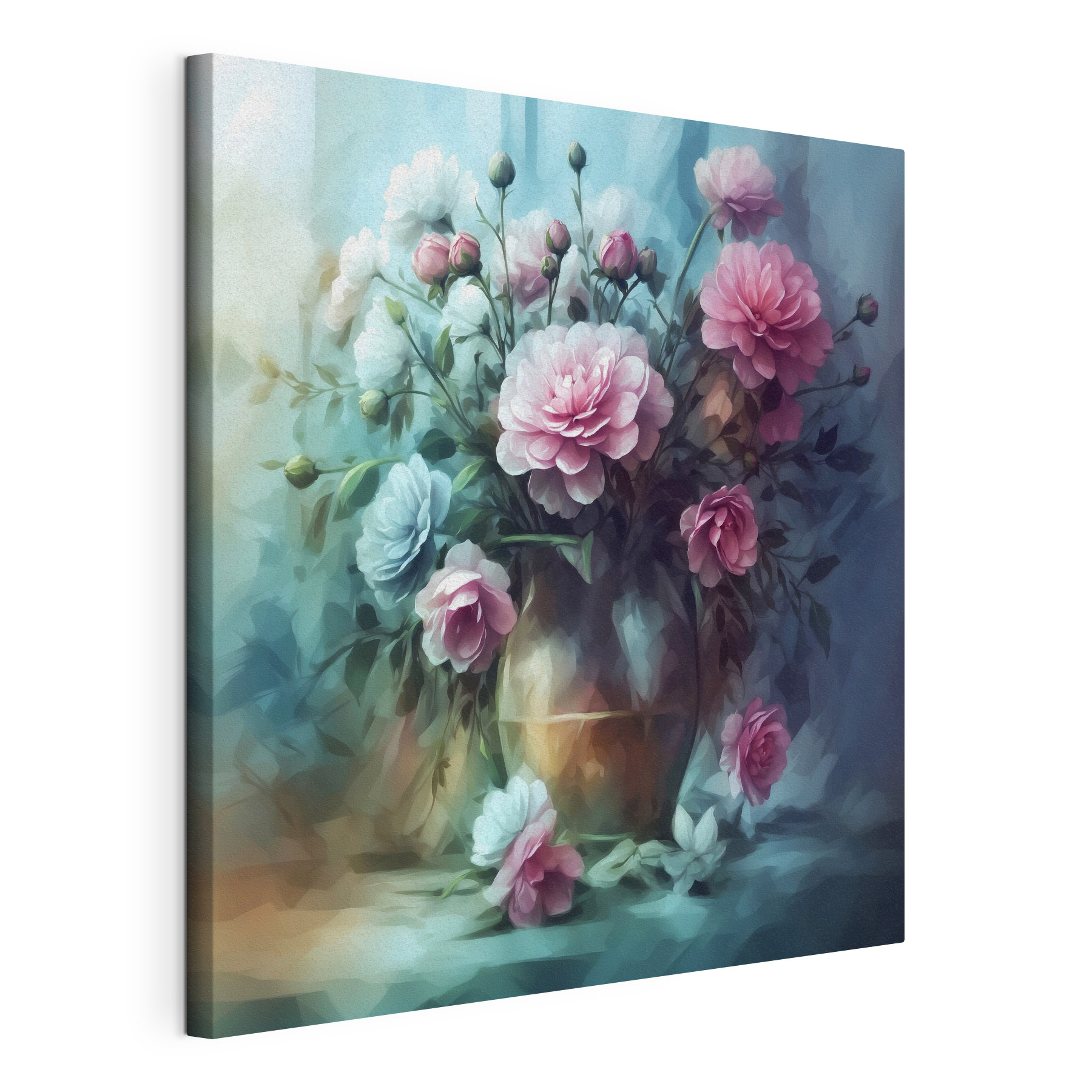 A painting of flowers in a vase A painting of flowers in a vase