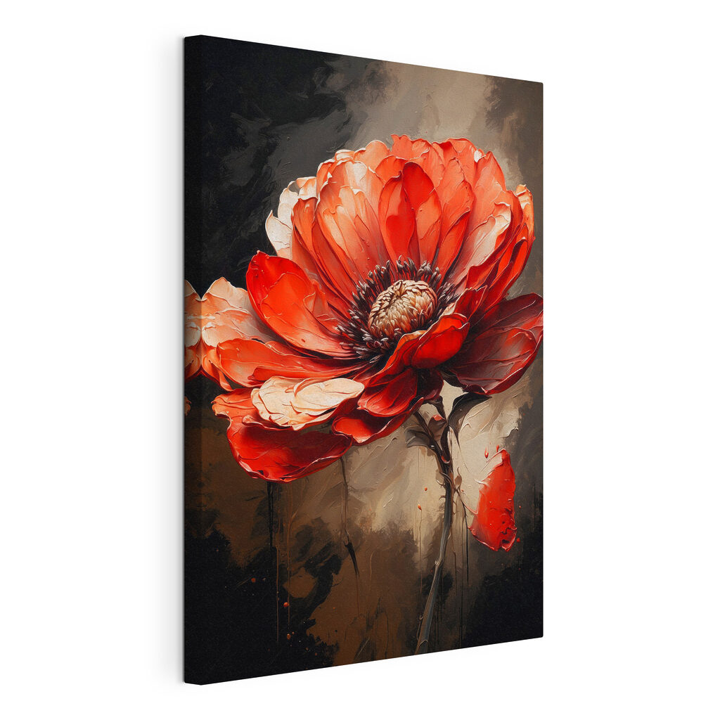 A painting of a red flower A painting of a red flower