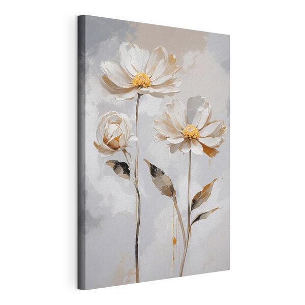 Quadri Quadri Un mazzo di fiori bianchi con foglie (COD: s39174)