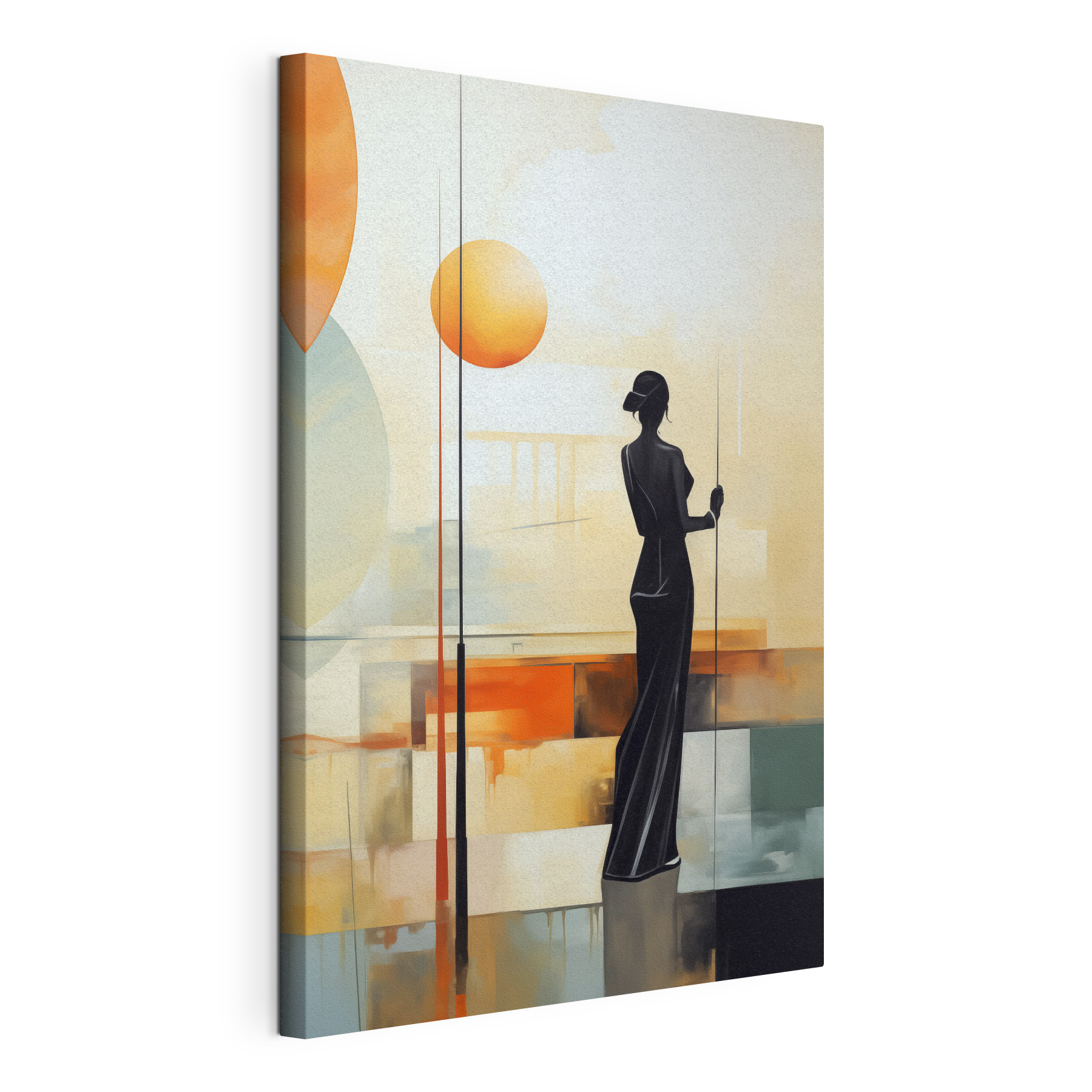 A painting of a woman in a long black dress A painting of a woman in a long black dress