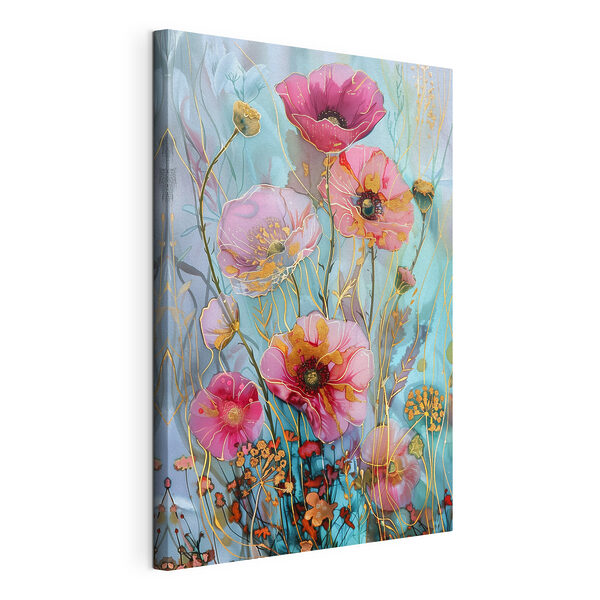 Quadri Quadri Un dipinto di fiori su sfondo blu (COD: s39211)