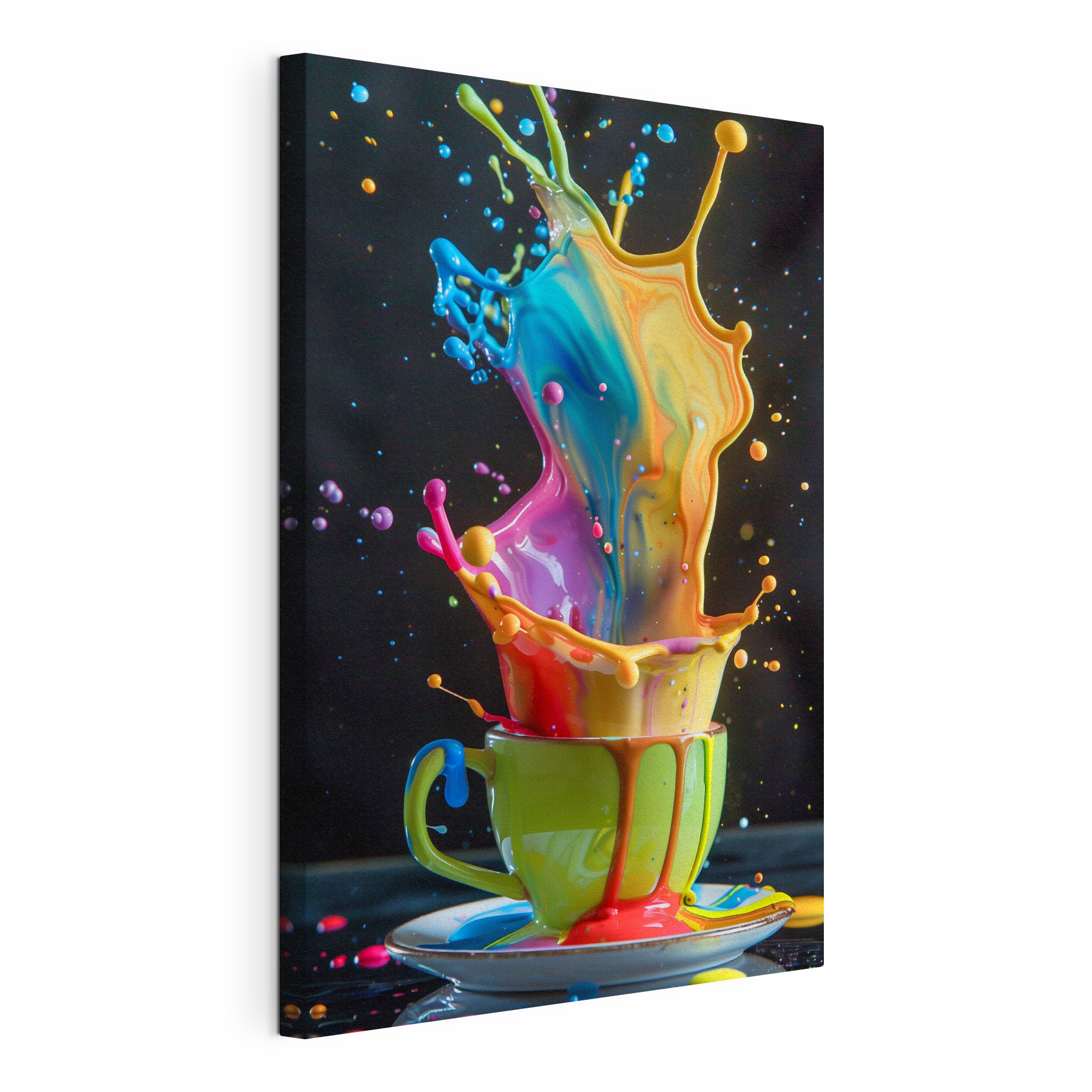 Colorful splashing liquid in a cup Colorful splashing liquid in a cup