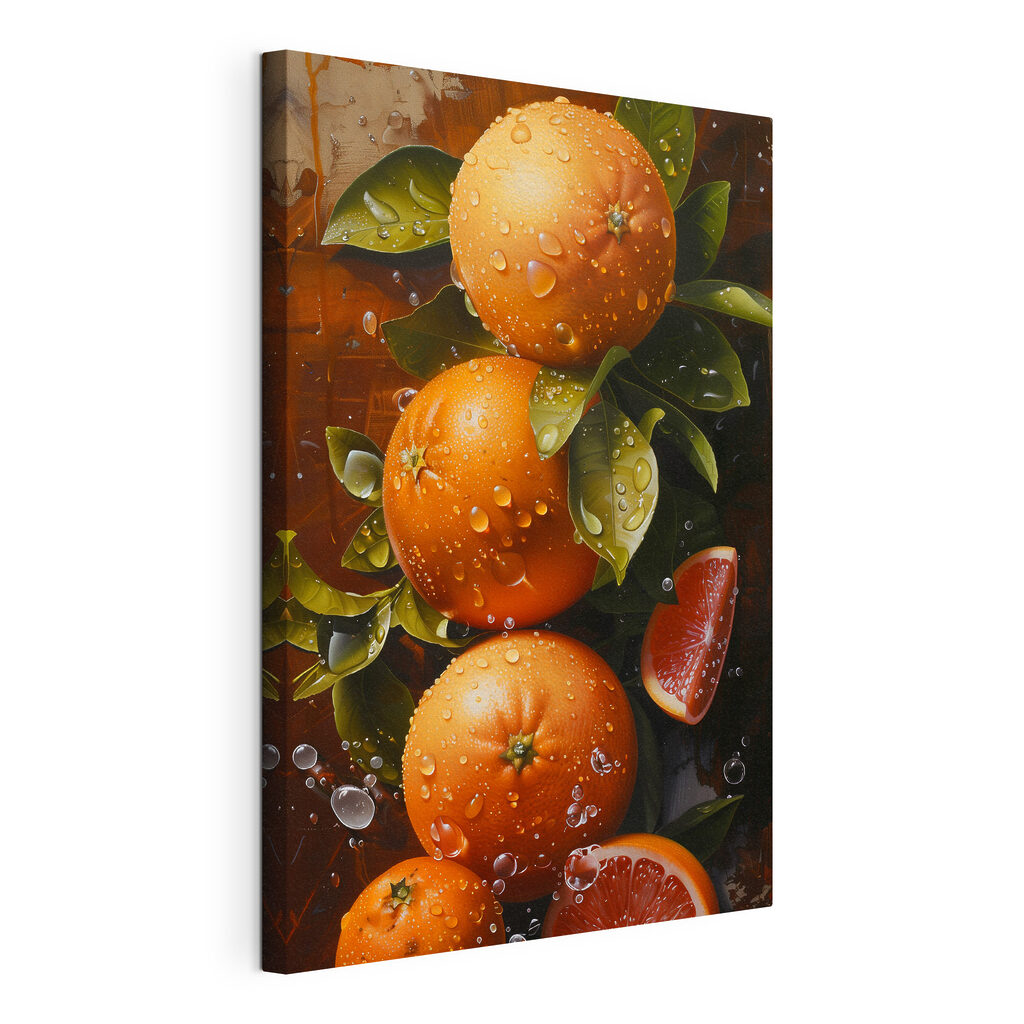 Group of oranges with leaves and slices of orange Group of oranges with leaves and slices of orange
