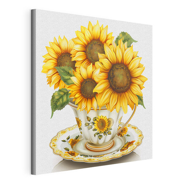 Dipinto di girasoli in una tazza da tè Quadri Dipinto di girasoli in una tazza da tè