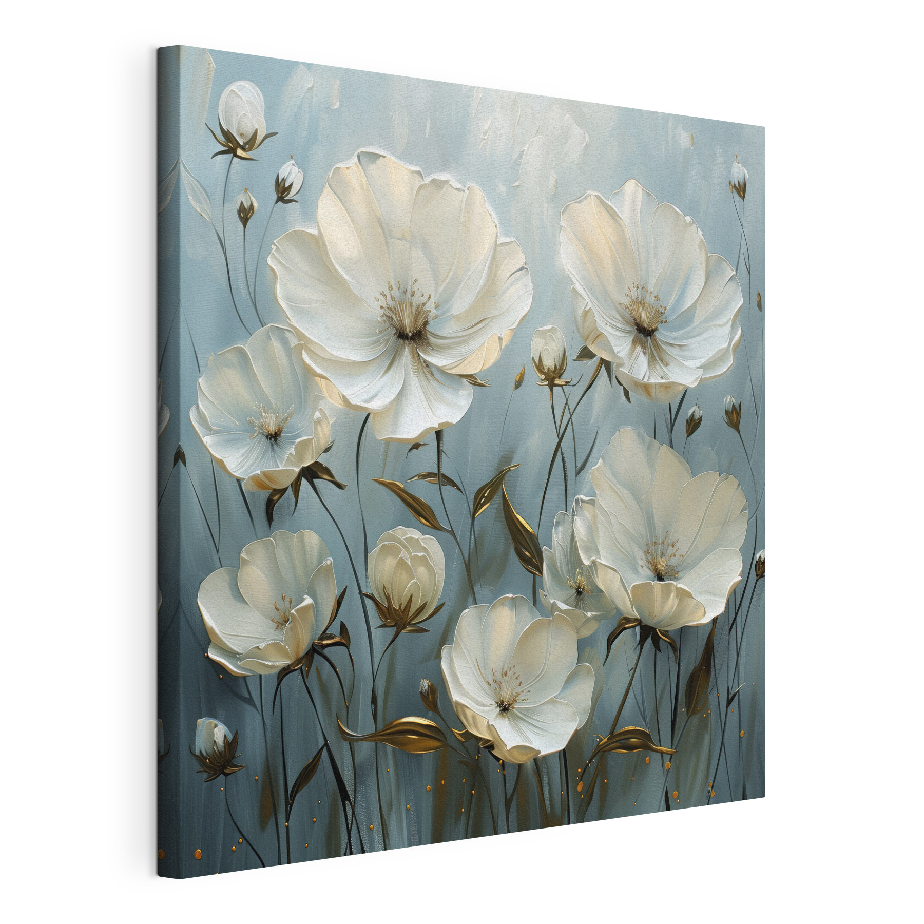 A painting of white flowers A painting of white flowers