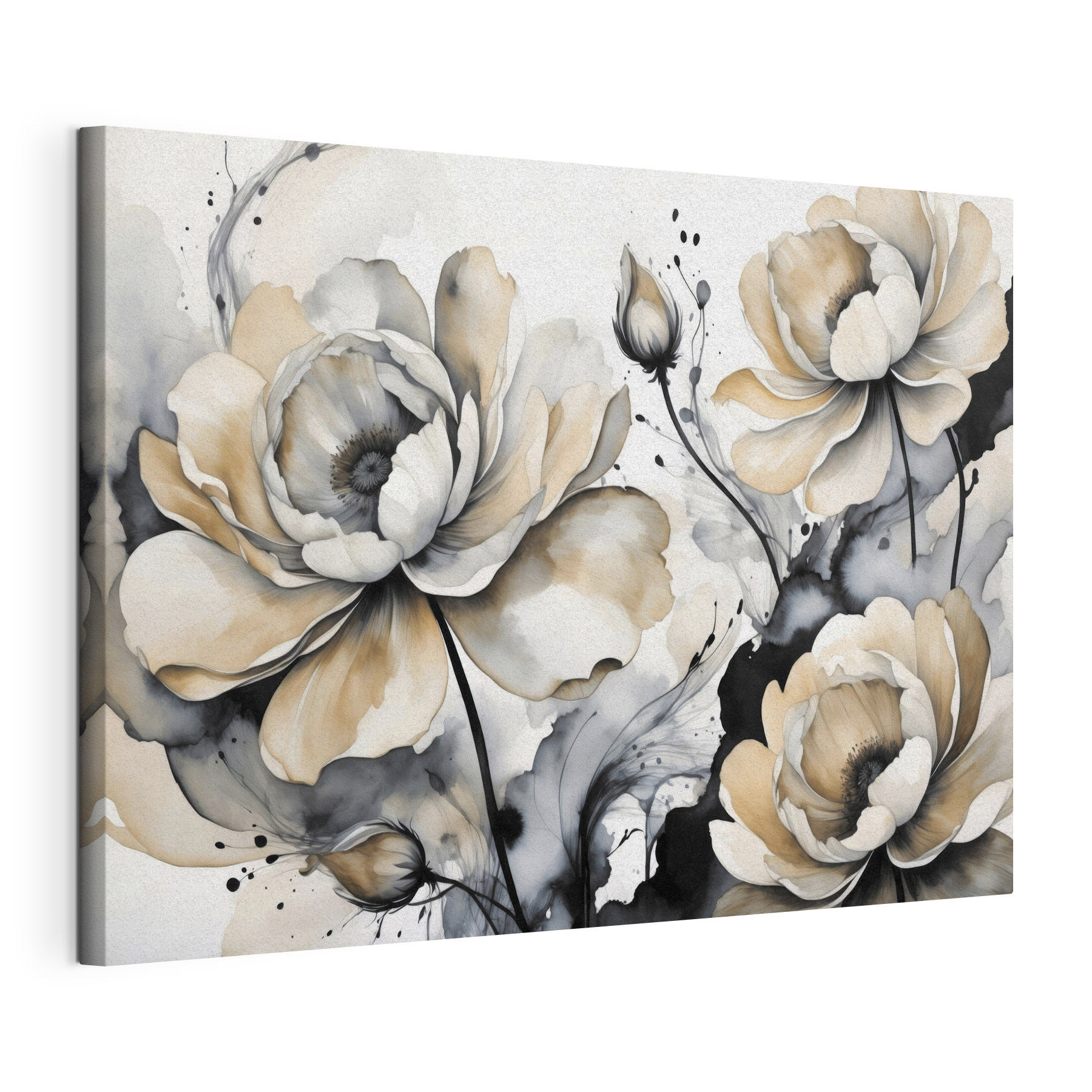 A painting of flowers on a white surface