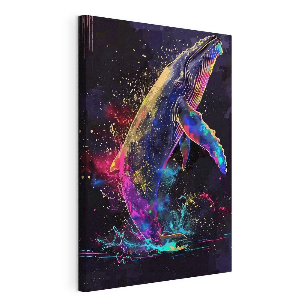 A colorful whale with rainbow splashes A colorful whale with rainbow splashes