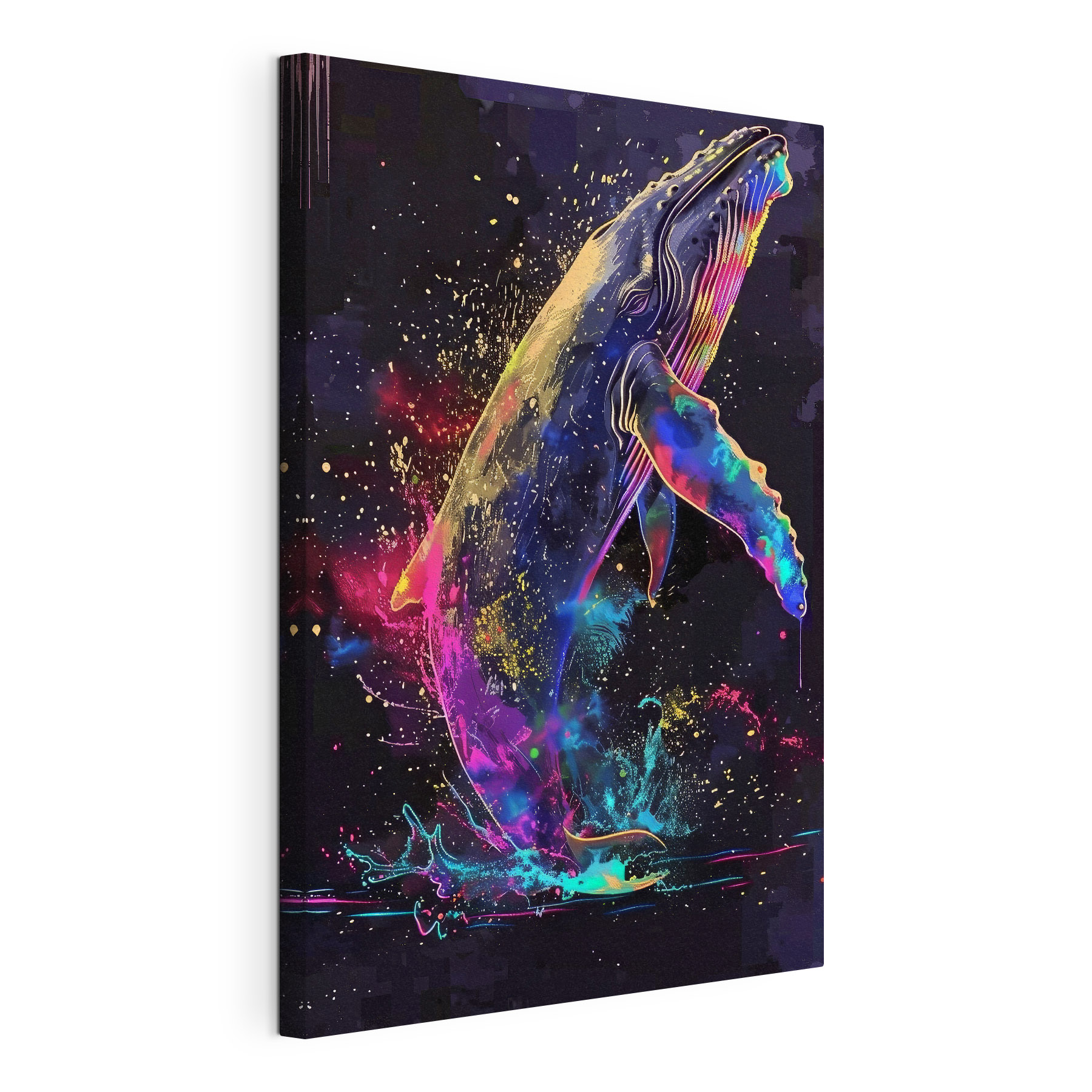 A colorful whale with rainbow splashes A colorful whale with rainbow splashes