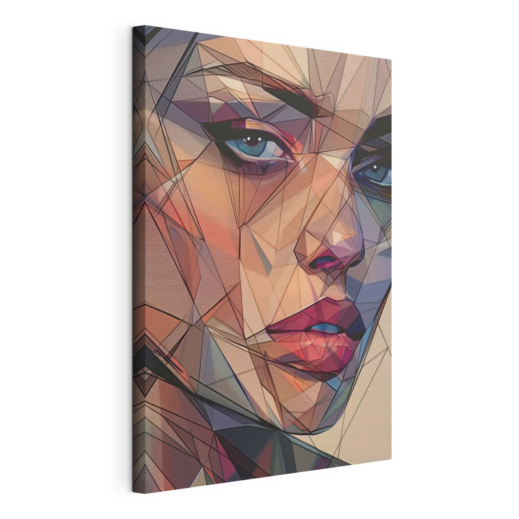 A woman's face with a low poly effect