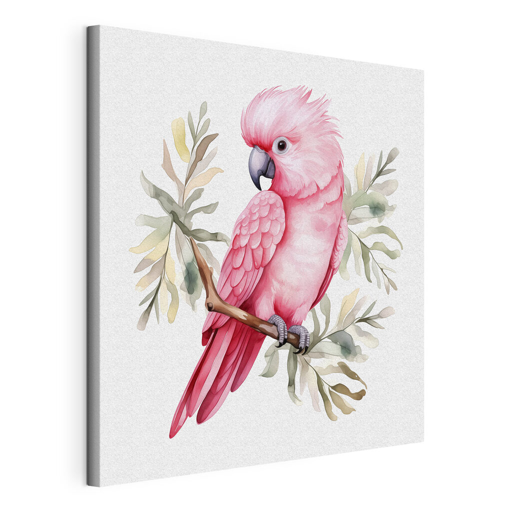 A pink bird on a branch
