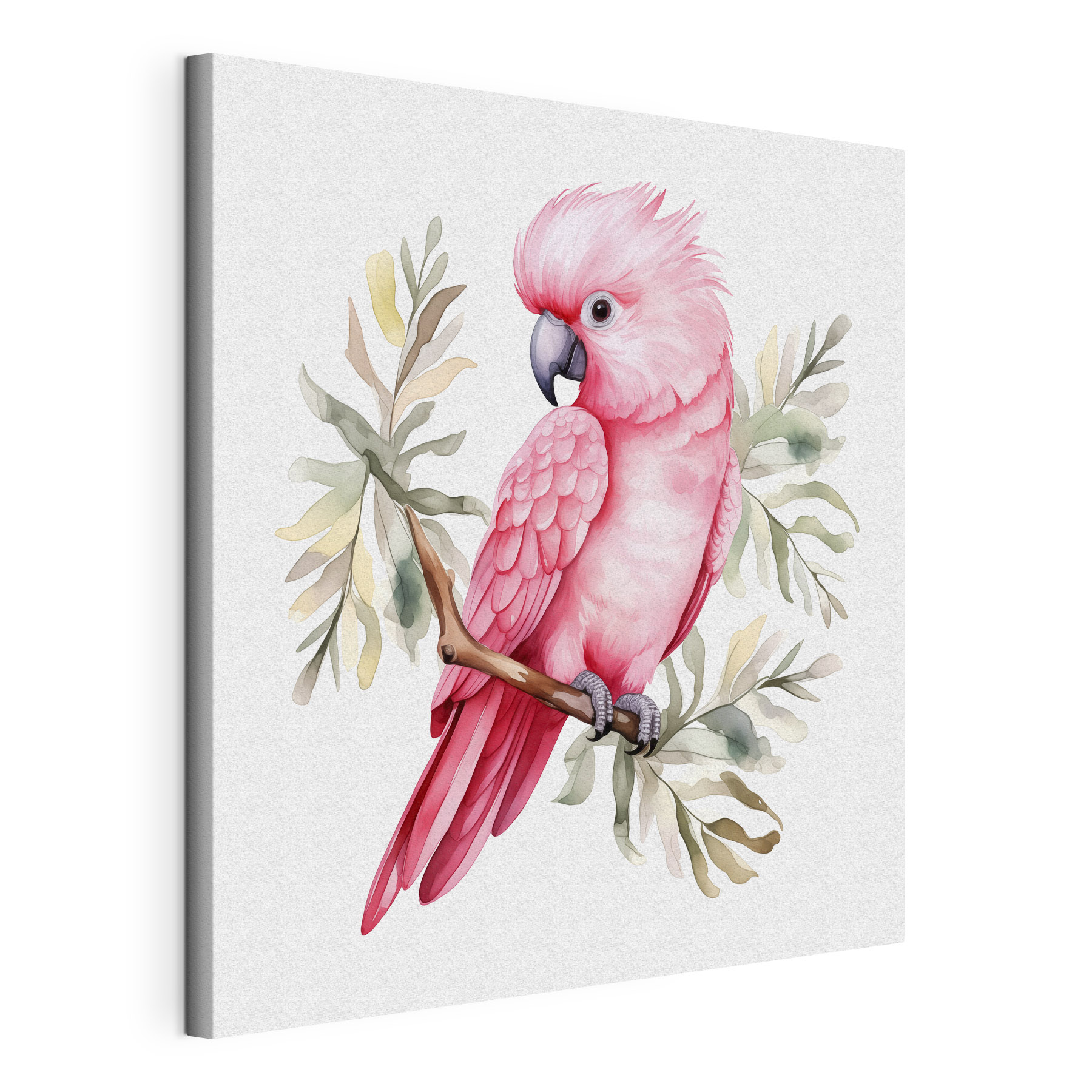 A pink bird on a branch