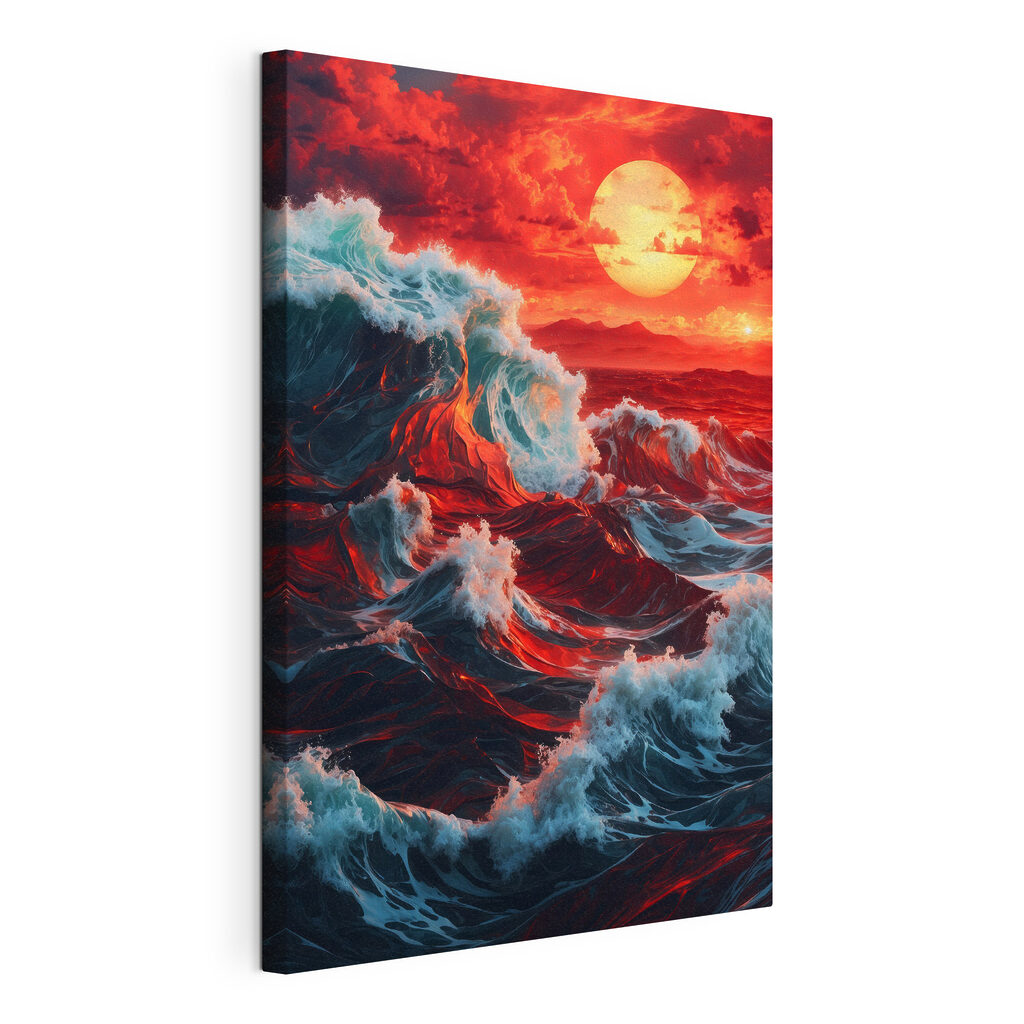 Waves in the ocean with a sunset Waves in the ocean with a sunset