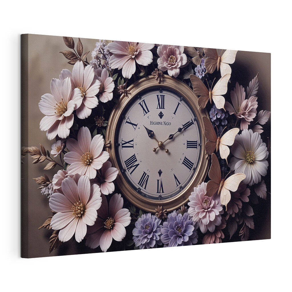 Clock surrounded by flowers Clock surrounded by flowers