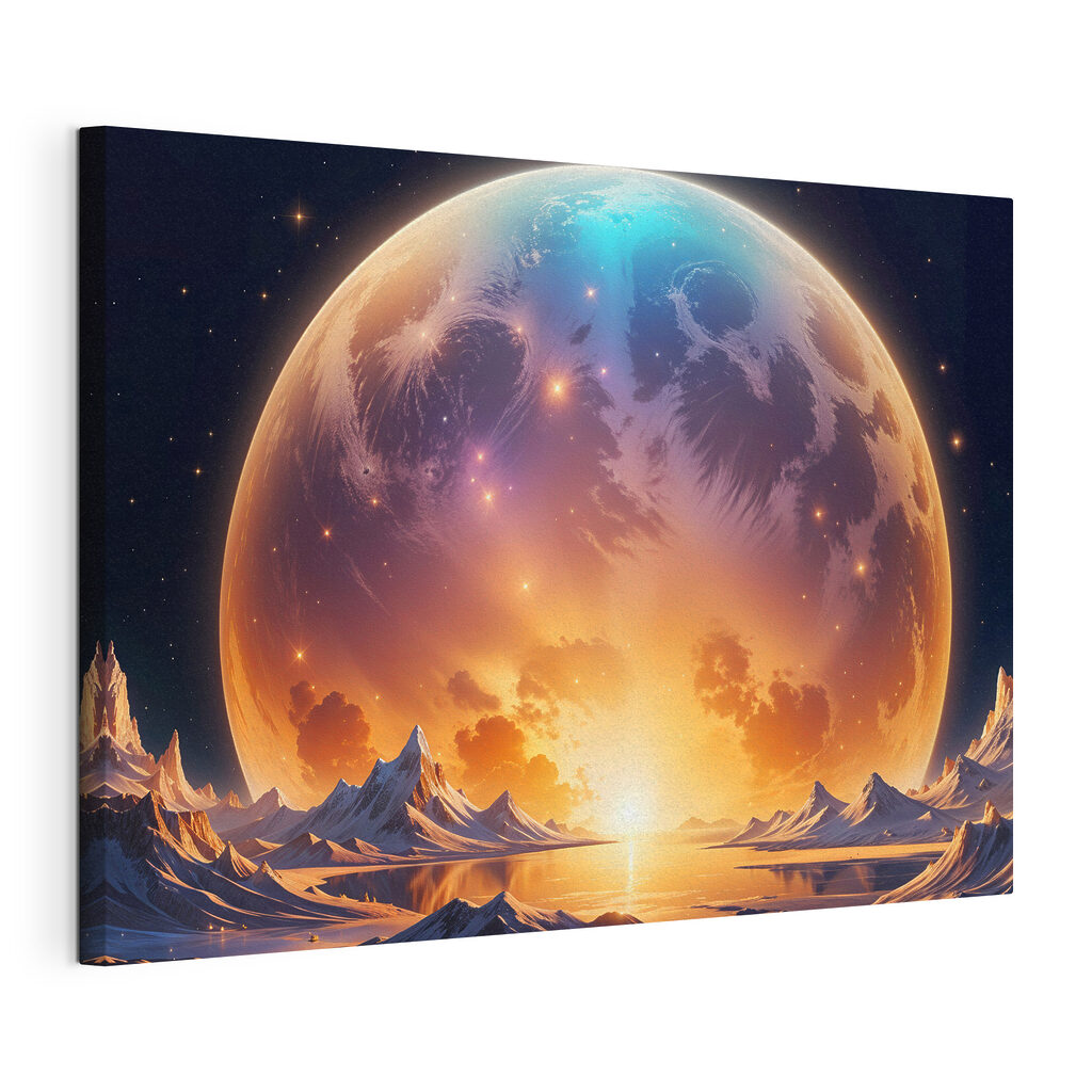 Planet with a sunset over water Planet with a sunset over water