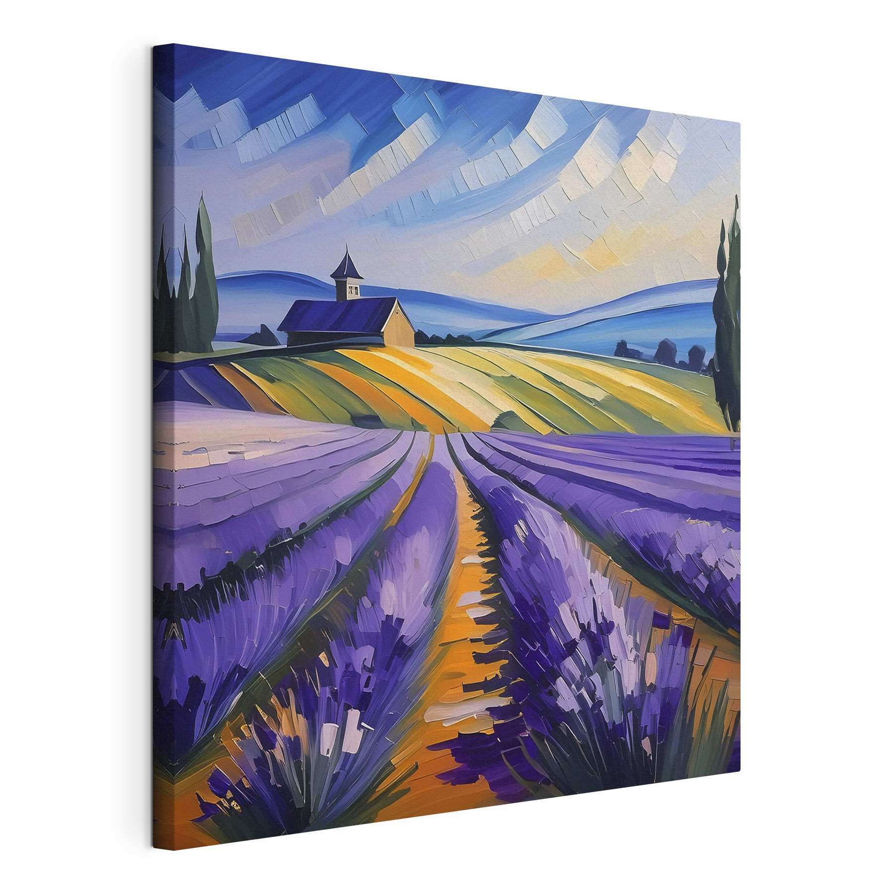 A painting of a field of lavender A painting of a field of lavender