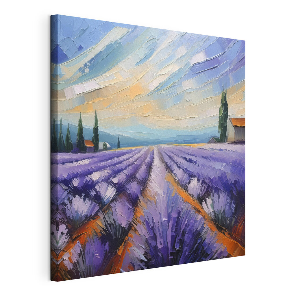 A painting of a lavender field