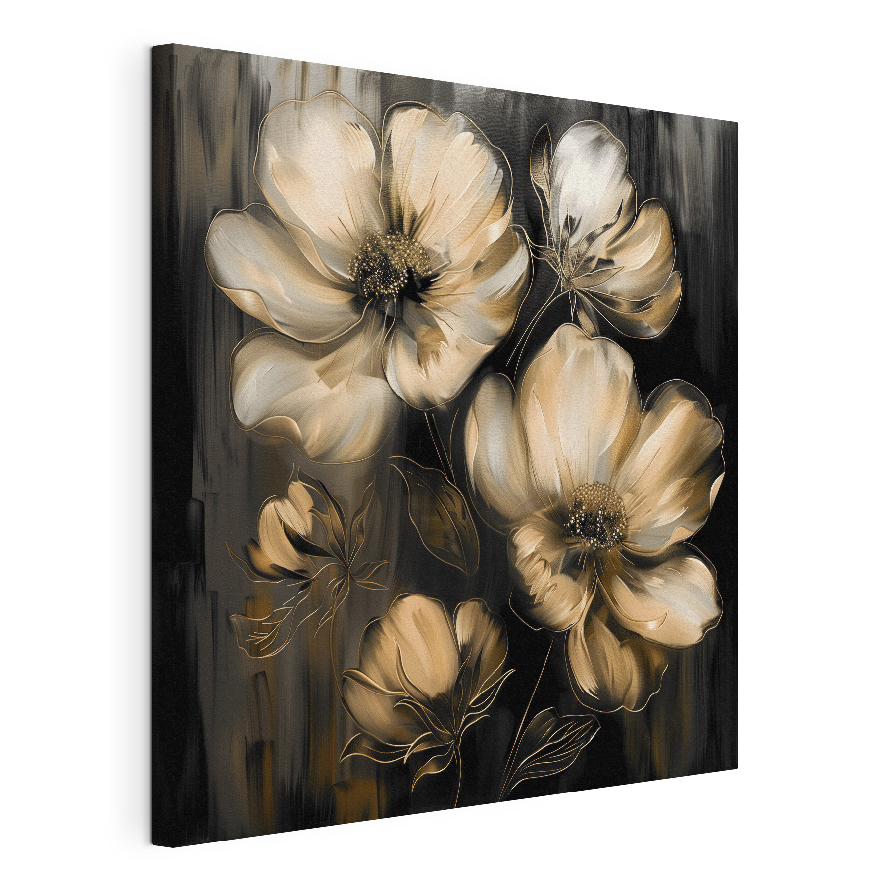 Painting of flowers on a black background Painting of flowers on a black background