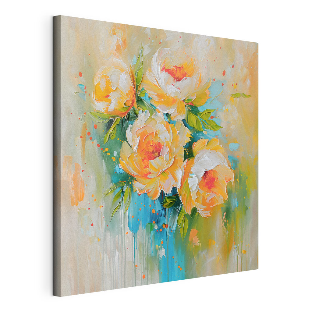 Painting of flowers on a white surface Painting of flowers on a white surface
