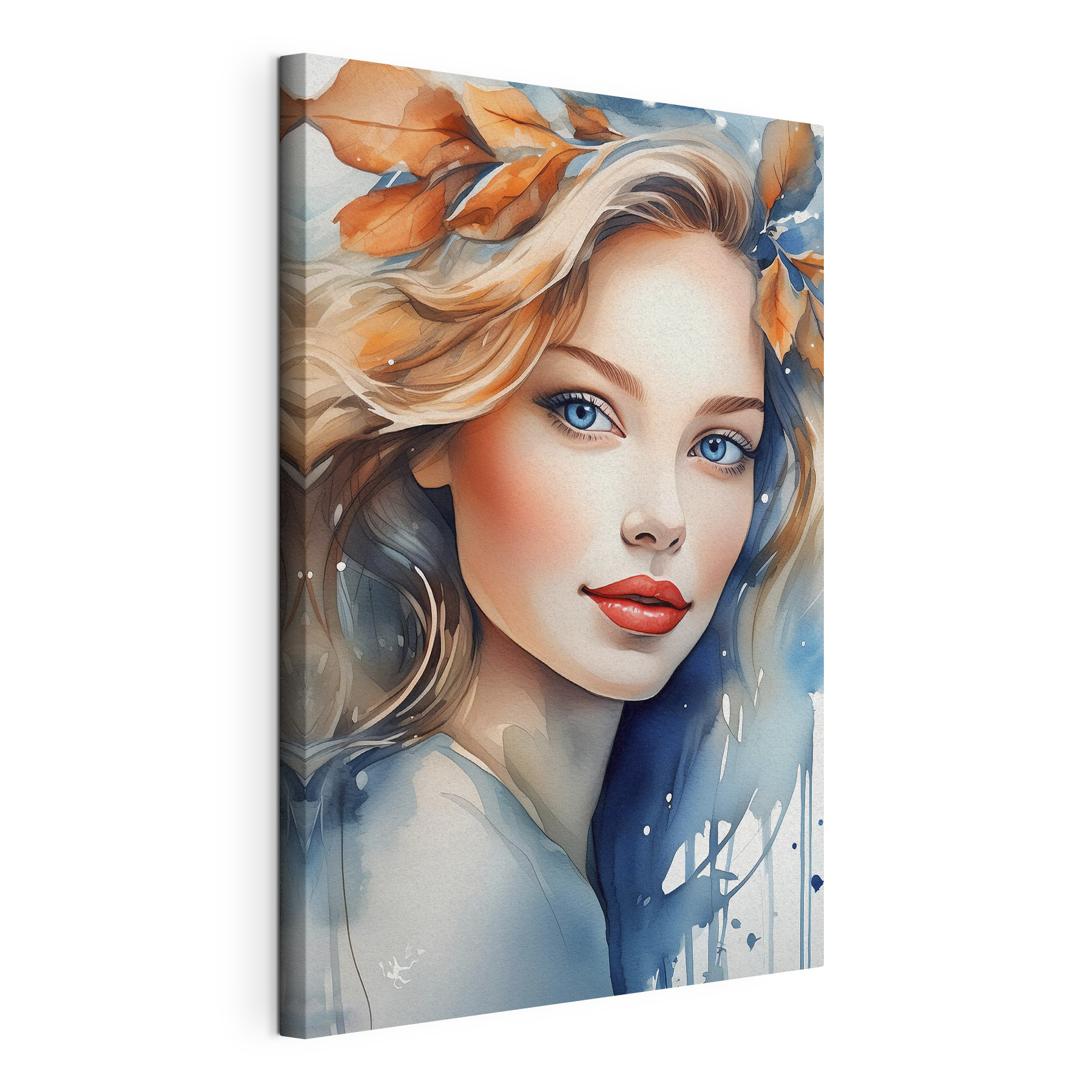 Woman with blue eyes and red lips Woman with blue eyes and red lips