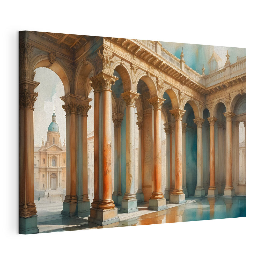 Building with columns and a pool of water Building with columns and a pool of water
