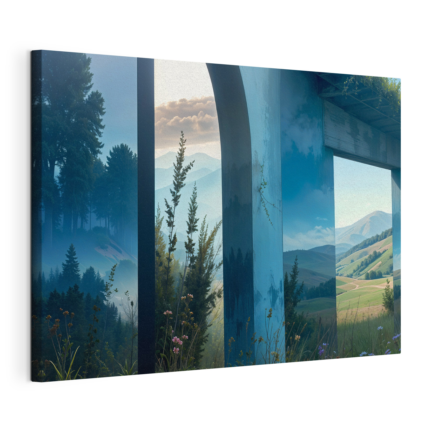 View of a landscape through a window