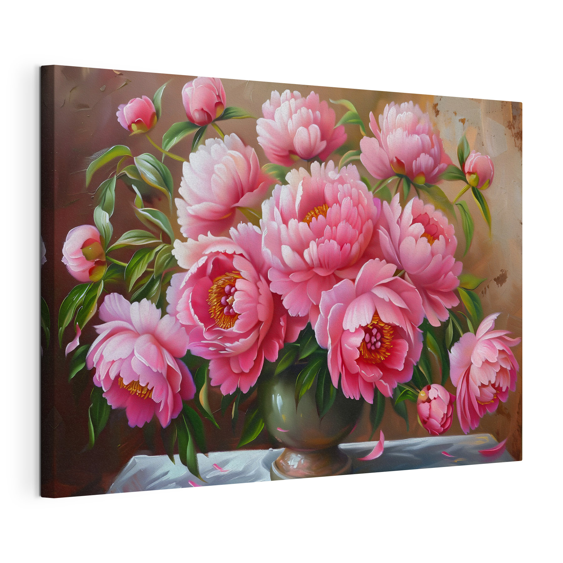 Painting of pink flowers in a vase Painting of pink flowers in a vase