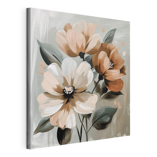 Quadri Dipinto di fiori su sfondo grigio