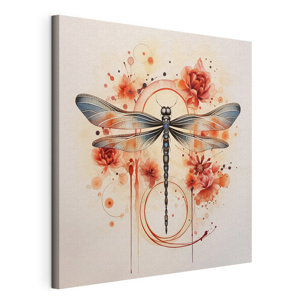 Quadri Quadri Libellula con fiori (COD: s39567)