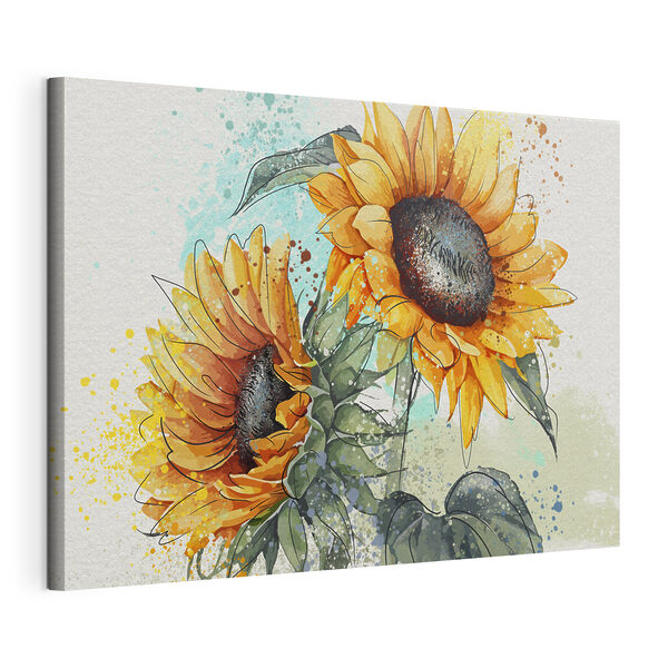 Quadri Quadri Dipinto di girasoli su sfondo bianco (COD: s39584)