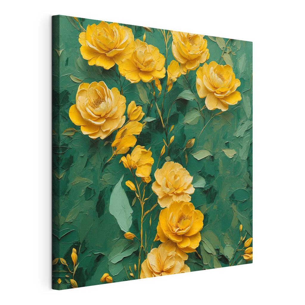 Yellow flowers on a green background Yellow flowers on a green background