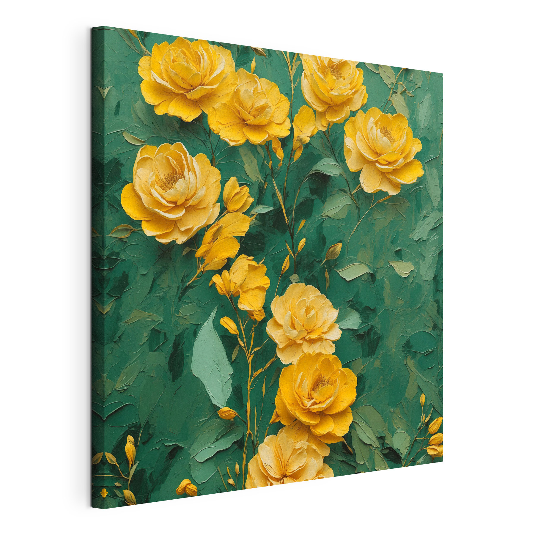 Yellow flowers on a green background Yellow flowers on a green background