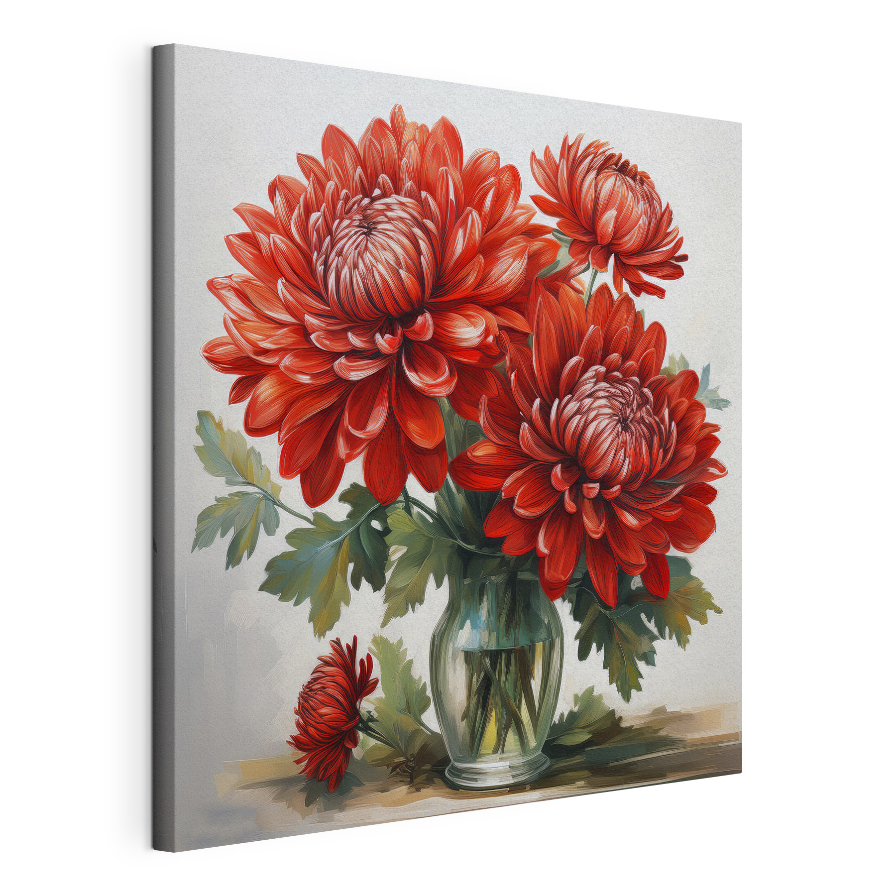 Painting of red flowers in a vase Painting of red flowers in a vase