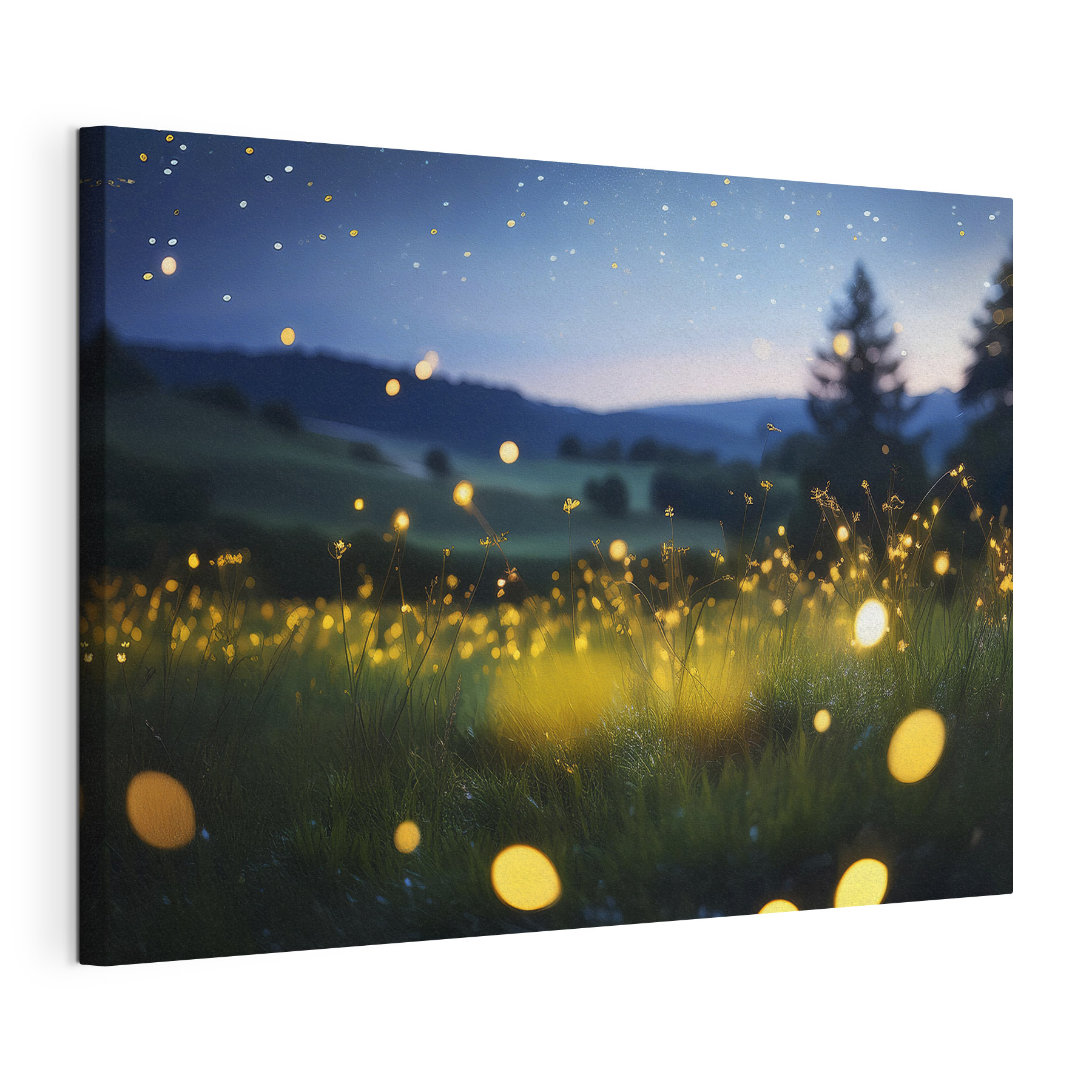 Field of fireflies at night Field of fireflies at night