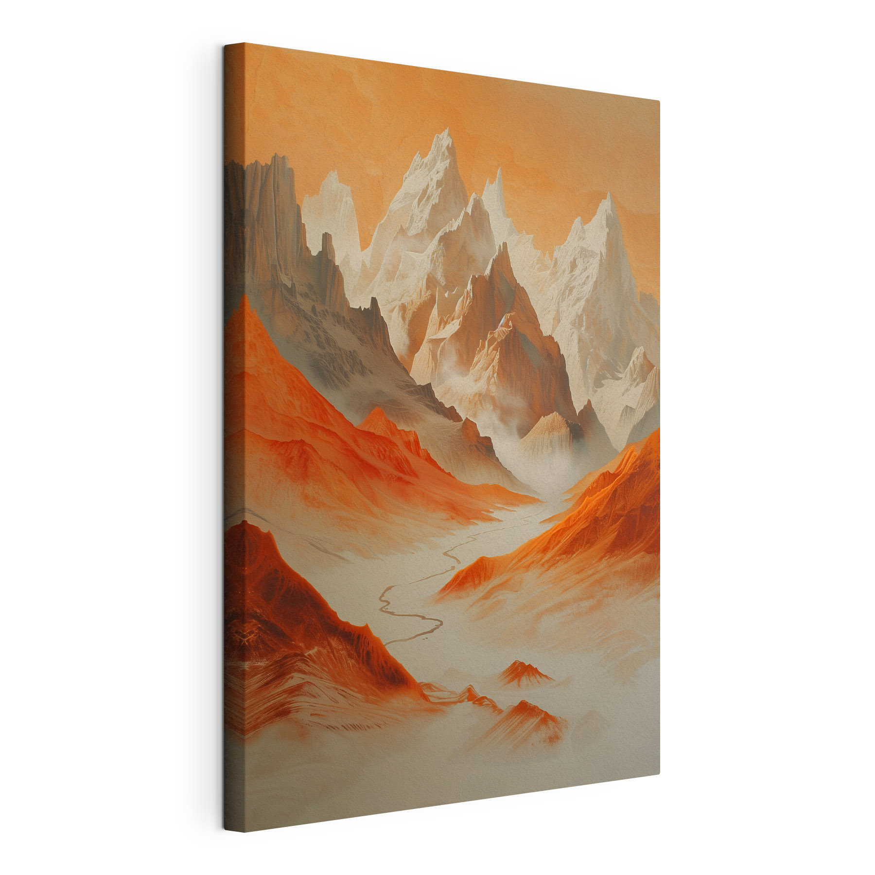 Mountain range with a road in the distance