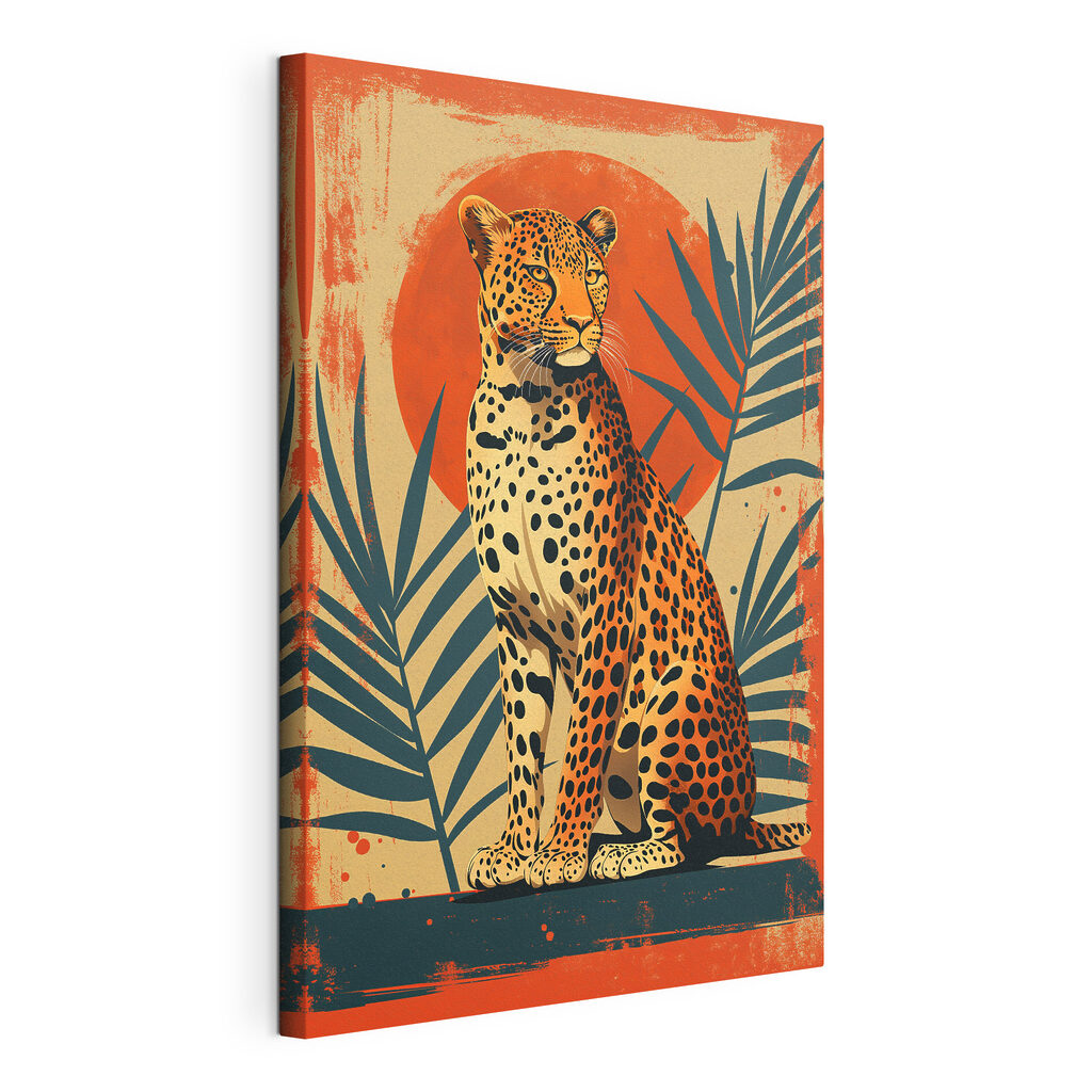 Cheetah sitting in front of a sun
