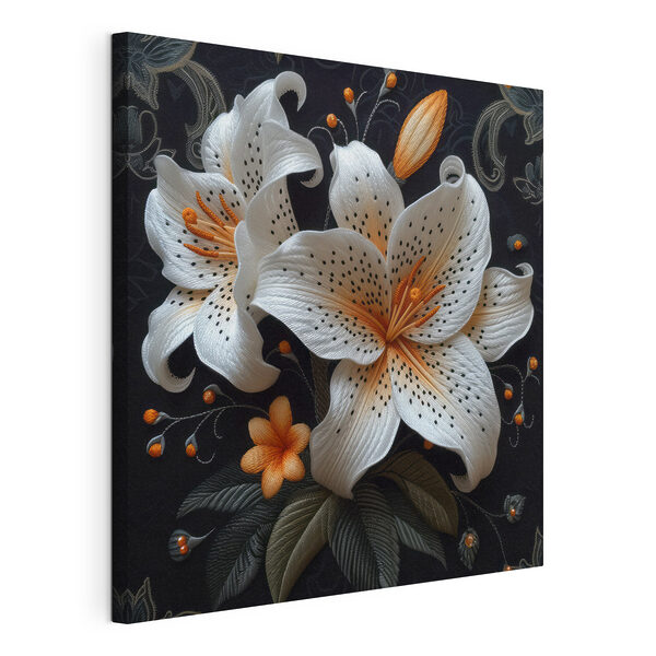 Quadri Fiori bianchi e arancioni su sfondo nero (COD: s39655) Quadri Quadri Fiori bianchi e arancioni su sfondo nero (COD: s39655)