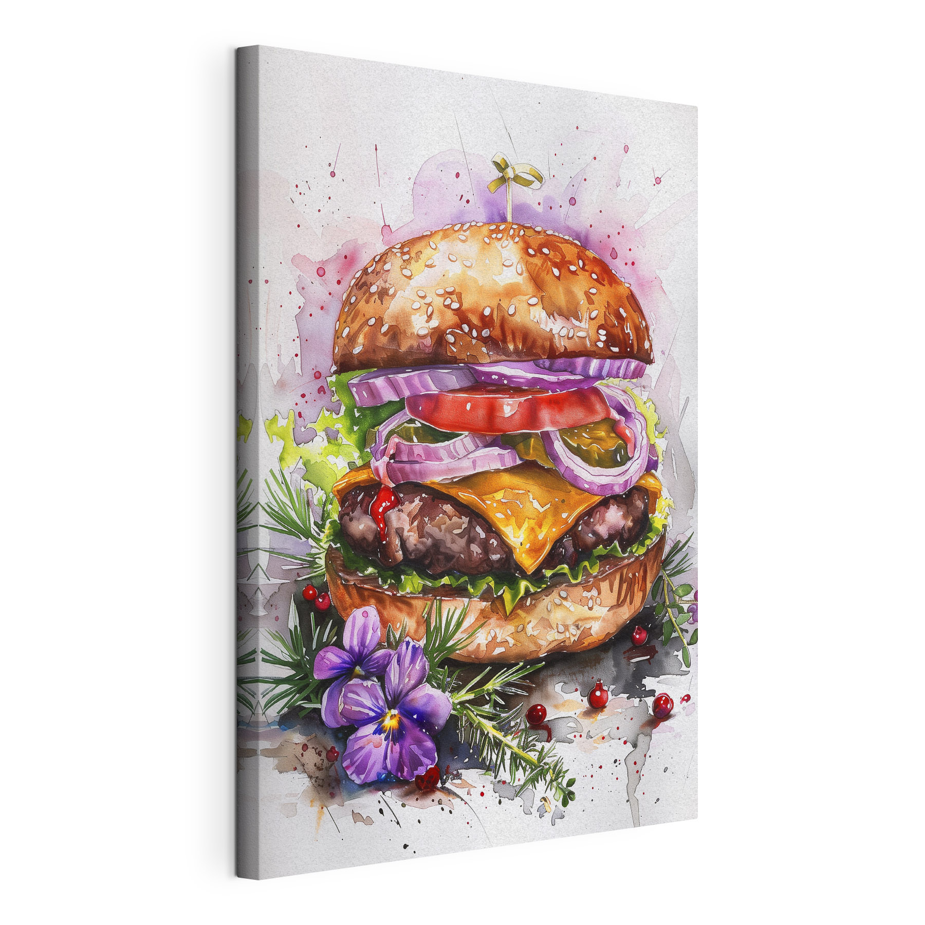 Watercolor of a burger Watercolor of a burger