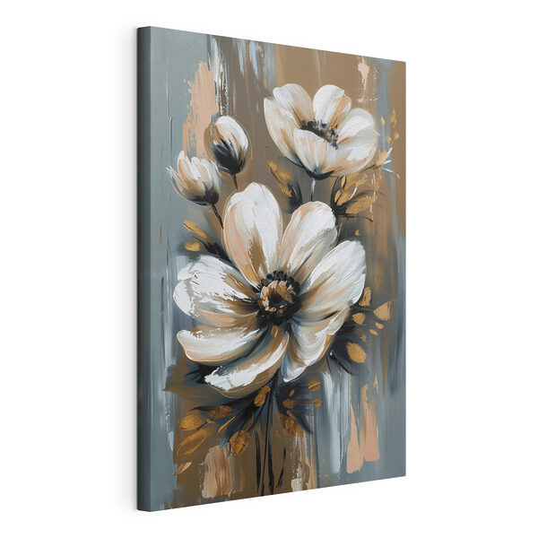 Quadri Dipinto di fiori su sfondo grigio