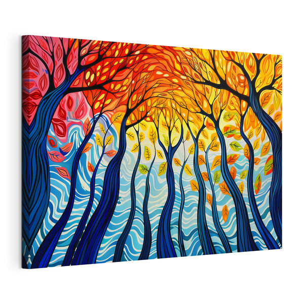 Quadri Quadri Dipinto di un albero dai colori vivaci con molti rami e foglie (COD: s39723)