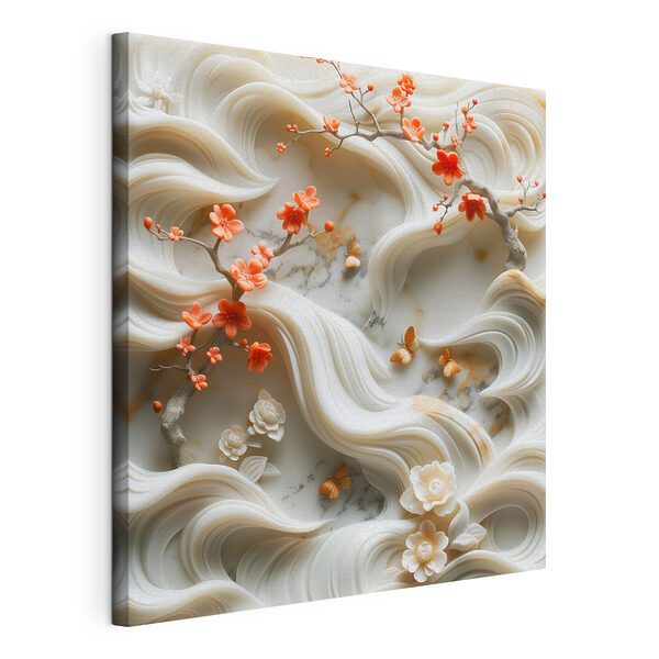 Quadri Quadri Parete bianca con fiori e farfalle (COD: s39727)