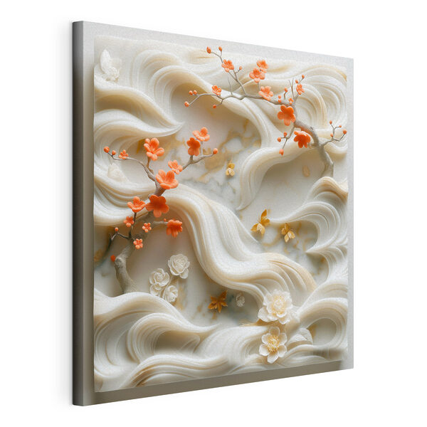 Quadri Quadri Parete bianca con fiori e foglie (COD: s39730)