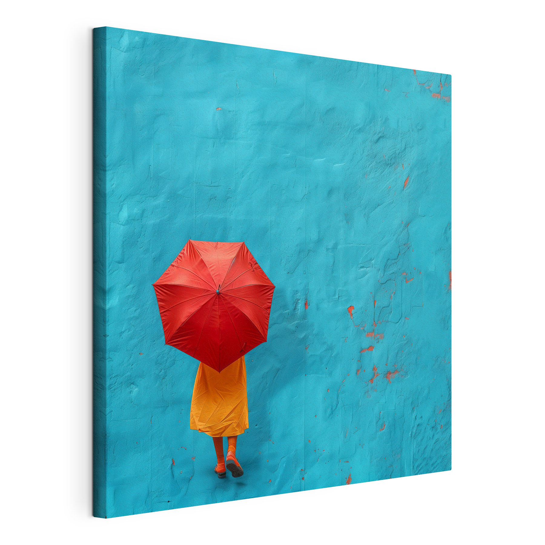 Person holding a red umbrella