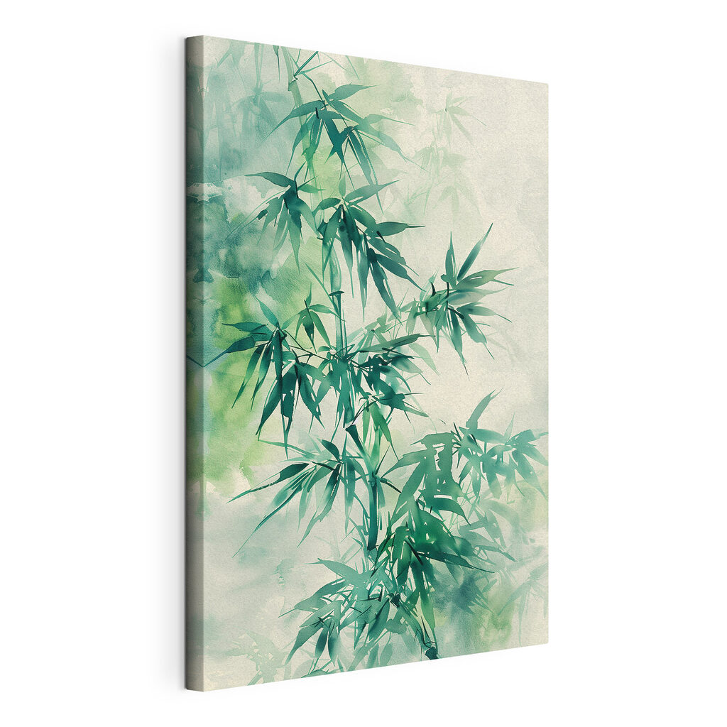 Serene bamboo leaves in gentle hues