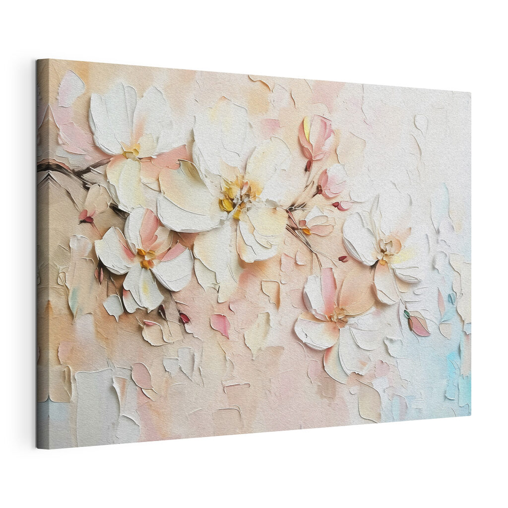 Painting of flowers on a white surface